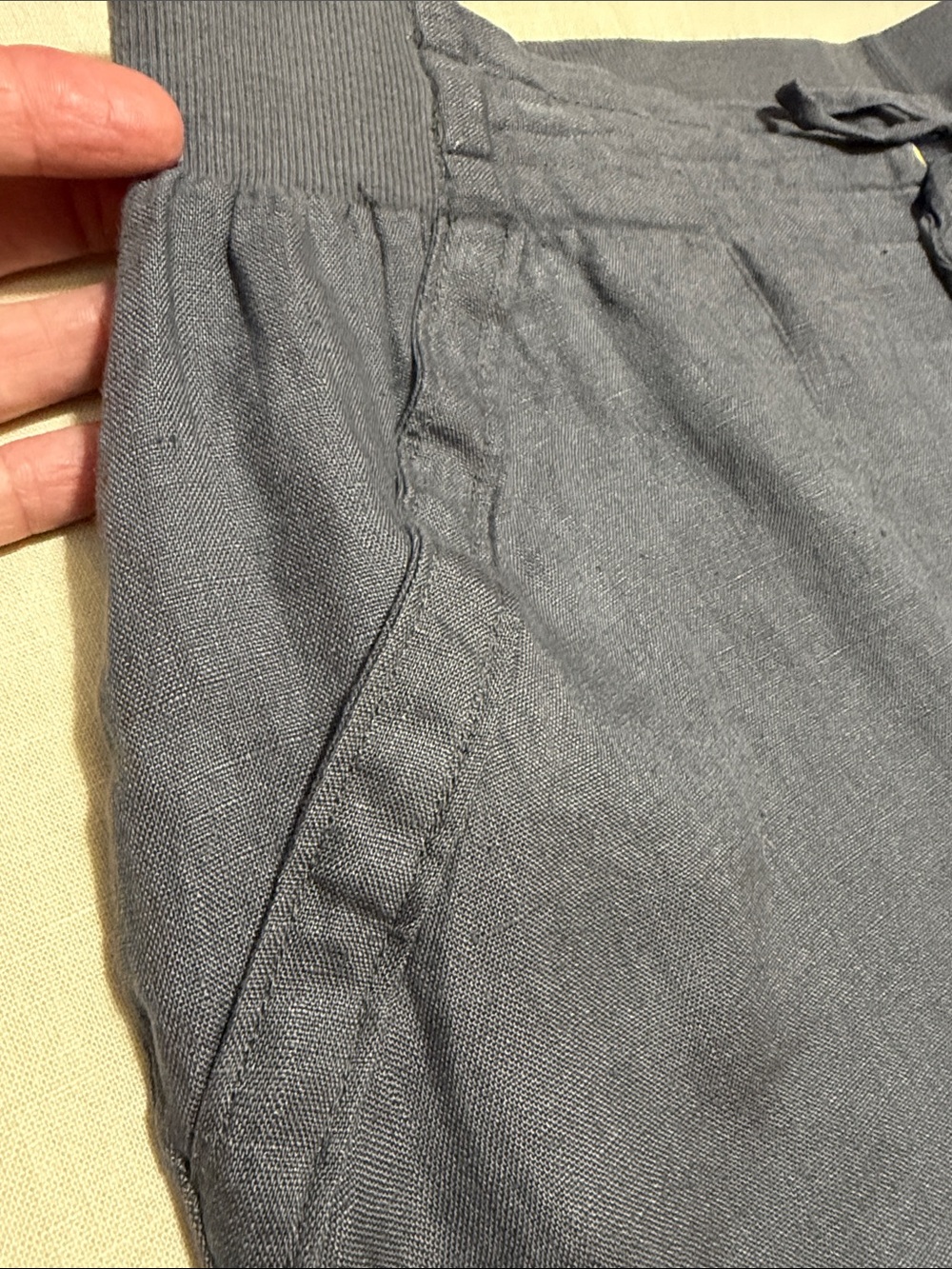 Ellen Tracy Linen Gray Cropped Drawstring Wide Leg Pants, Size XL. - Picture 4 of 14